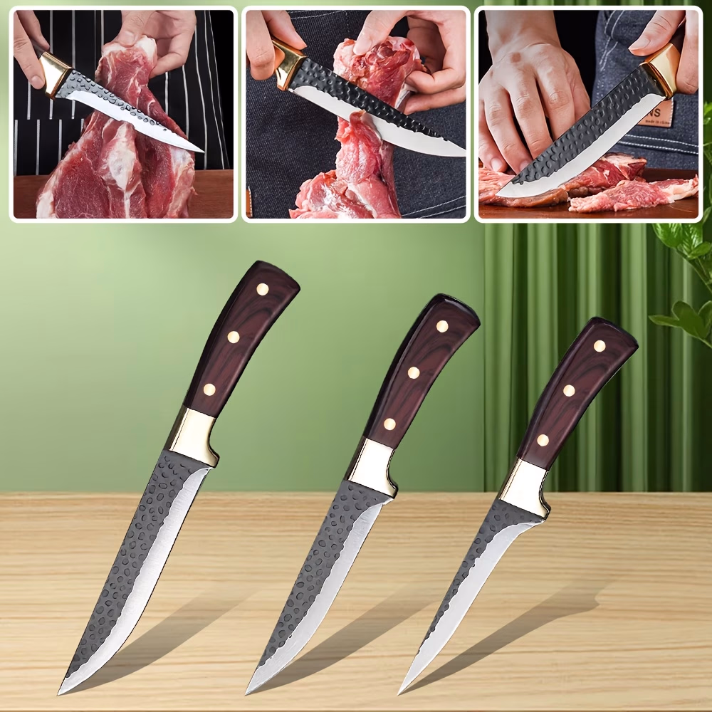 3pcs Cutting Bones Knife Set – Cleaver, Butcher's Knife, Kitchen Knife Set for Professional Chefs