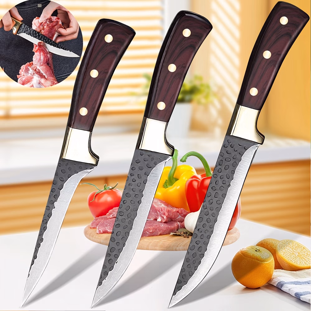 3pcs Cutting Bones Knife Set – Cleaver, Butcher's Knife, Kitchen Knife Set for Professional Chefs