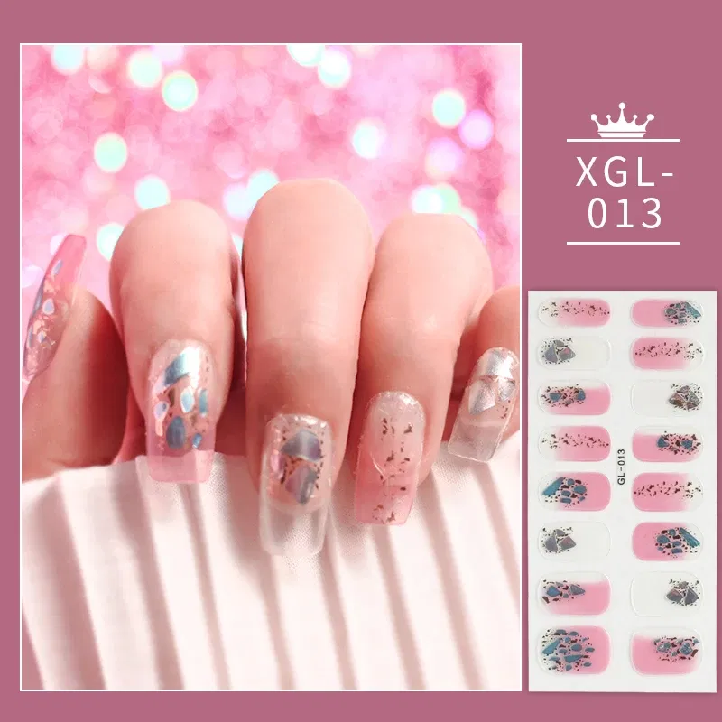 Color: Amy Green - Shiny New Year Nail Sticker Self Adhesive Decor Sticker Nail Wraps Glitter Nail Polish Sticker Waterproof Christmas Nail Sticker