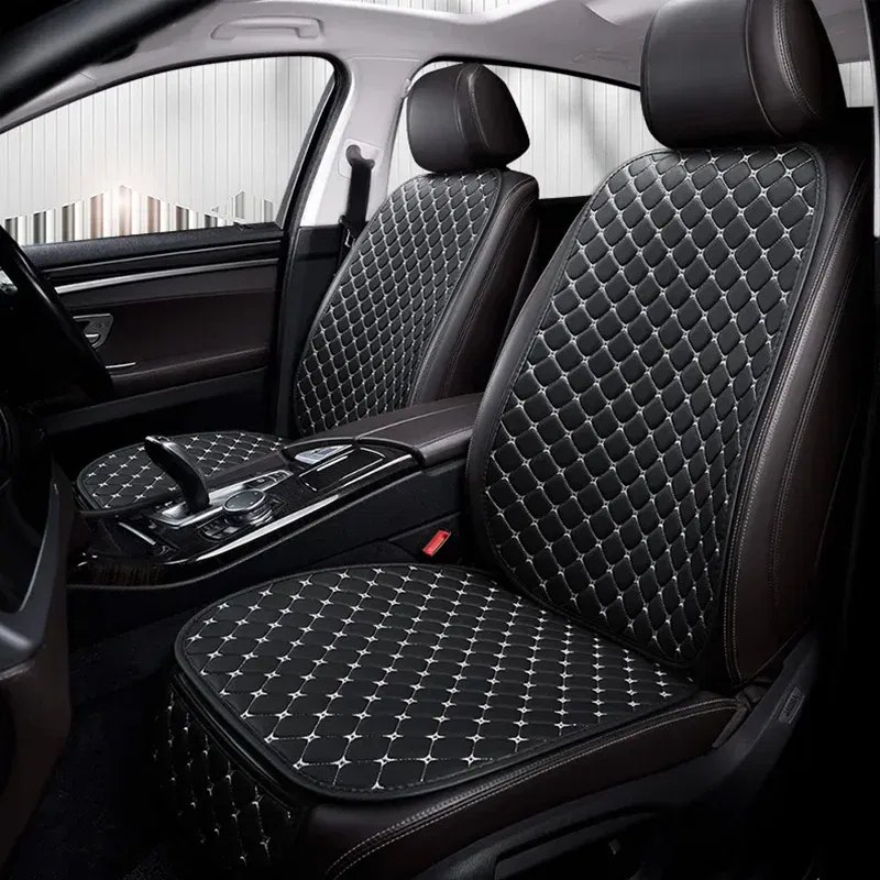 Color Name: Yellow - Car Seat Cover PU Leather Universal Seat Cushion Minimalism Auto Chair Protective Cover Auto Protector Pad with Storage Pocket