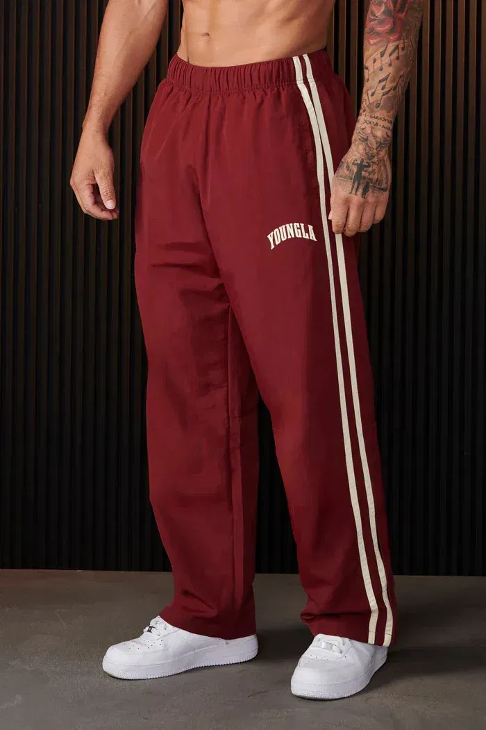 Color: army green, Size: S - Jogger Men's Sweatpants Gym Sports Fitness Splicing Strips Printing Mid Waist Casual Pants Ya Fashion Men Clothing Wide Leg Pan