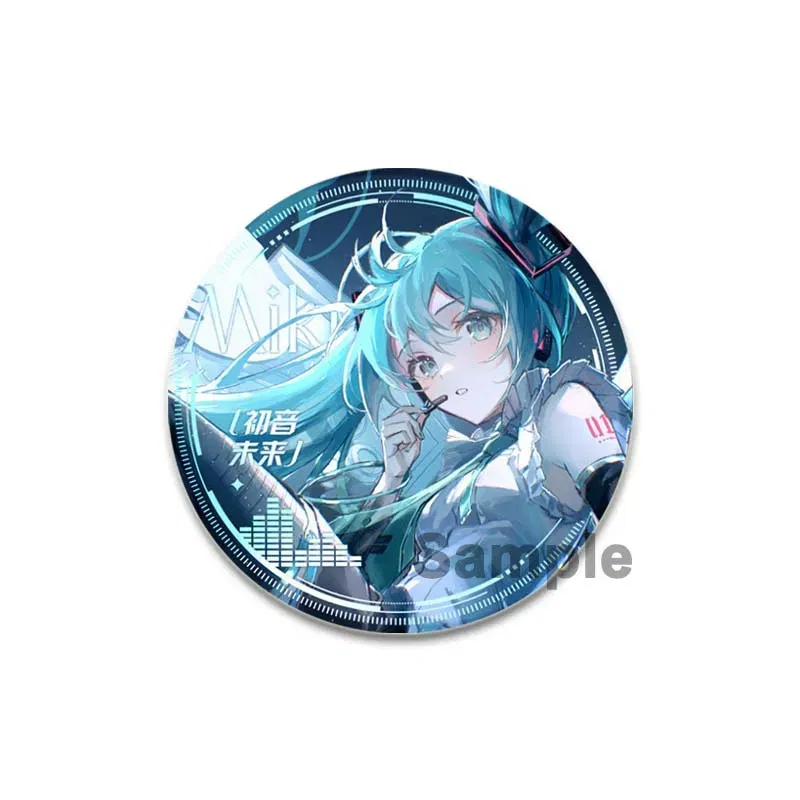Color: light green, Size: S - 58/44/32mm Miku Anime Round Pins Cartoon Badges Cosplay Handmade Tinplate Brooch on Backpack Clothes Chest Ornament Gifts