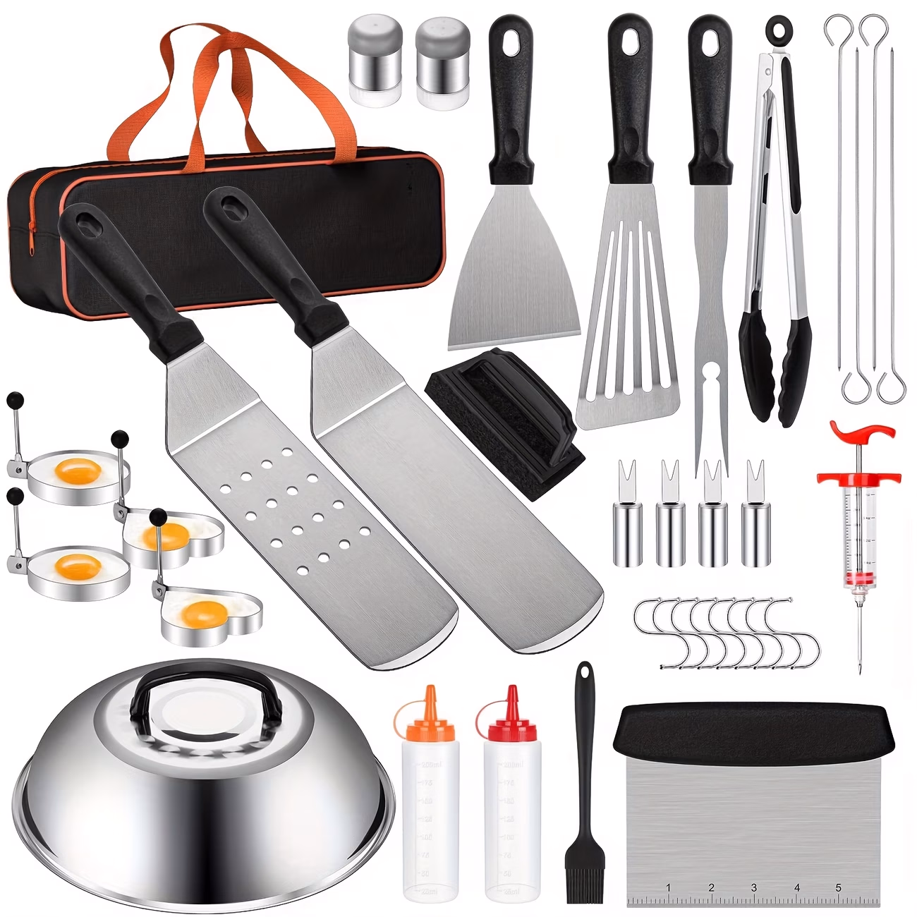 42pcs Grill and Griddle Additions Set – Stainless Steel BBQ Tool Kit with Portable Carry Bag
