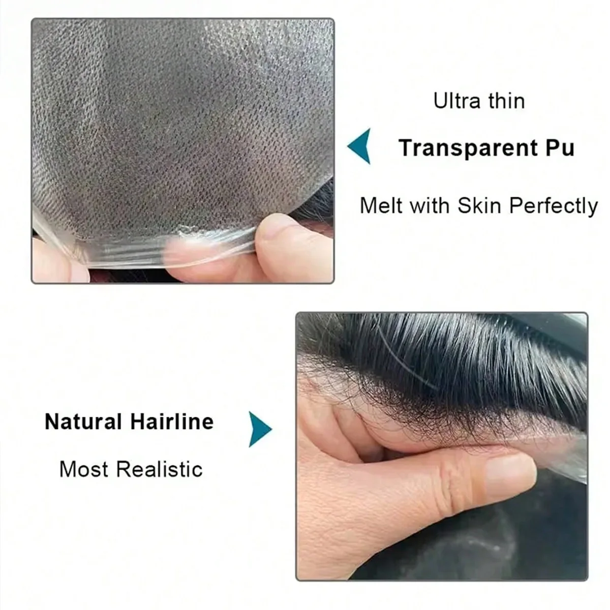 Toupee for Men Human Hair Pieces for men silk straight hair replacement system in 10x8" base size Thin skin PU hair prosthesis