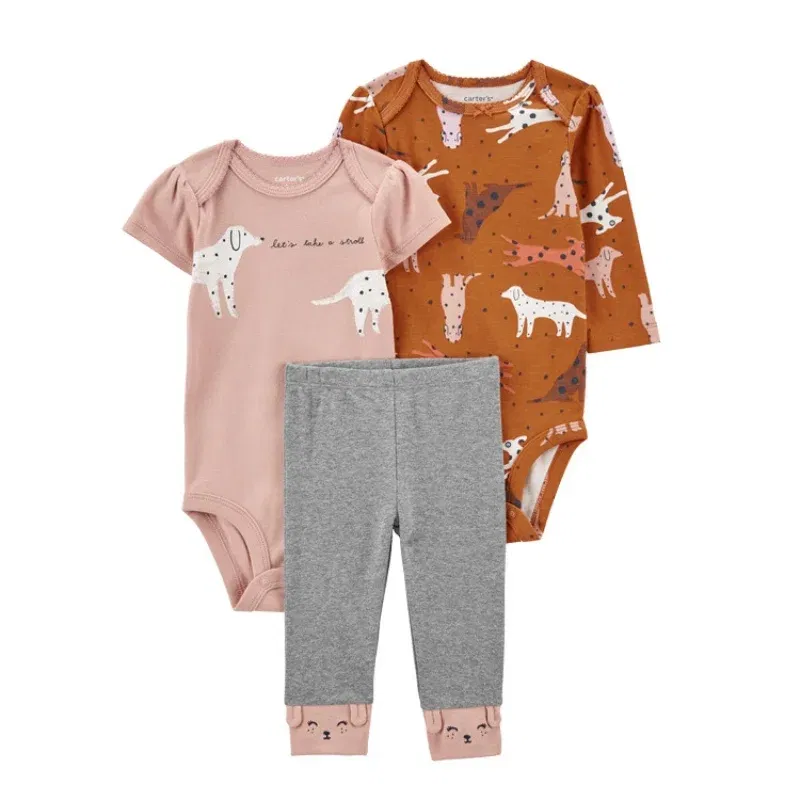 Color: army green, Ships From: CHINA, Kid Size: 18M - 3PCS Baby Boy Clothes Autumn Newborn Baby Clothes Bodysuits+Pants Animal Outfit Infant Pajama Pure Cotton Sets 0-24M Jumpsuit