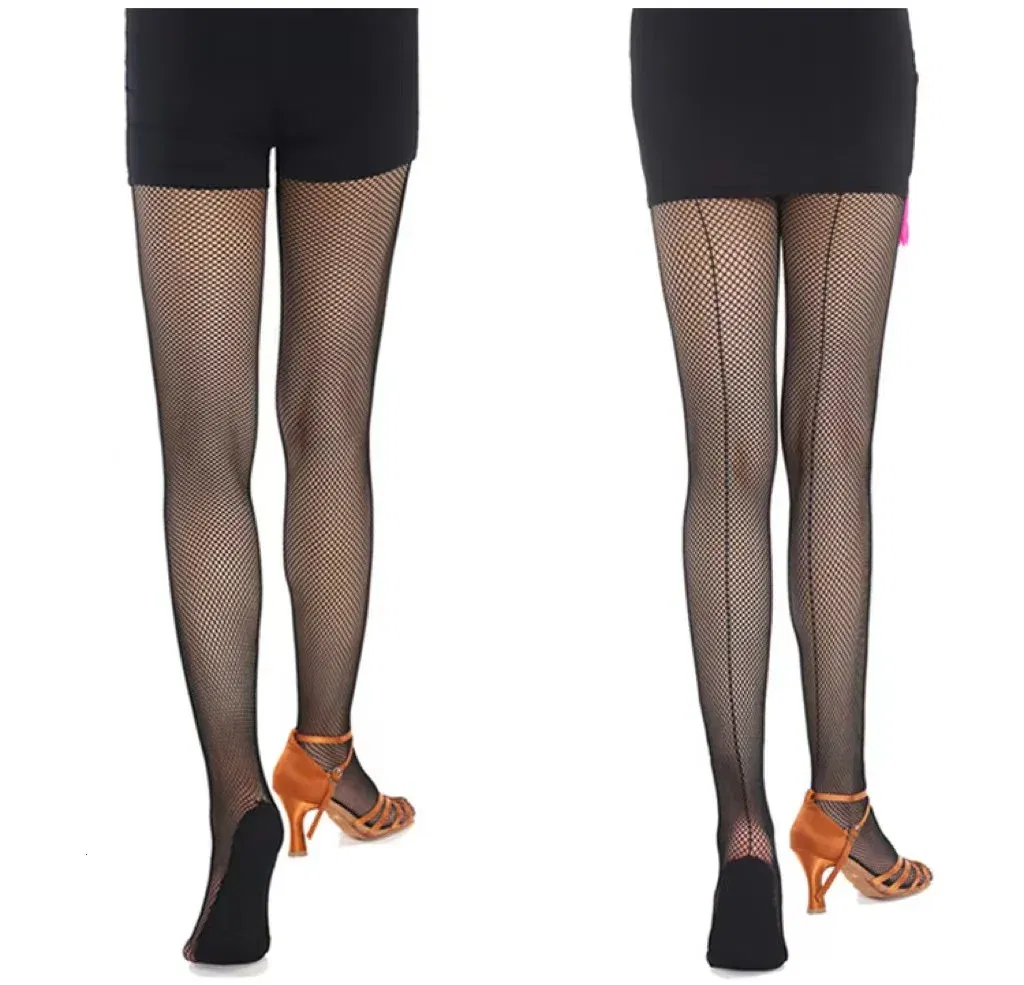Color: Blue, Size: M - Professional Hard Mesh Tights Latin Dance Fishnet Stockings Competition Special Pantyhose Sole Non Slip Bone Line Oxford Socks