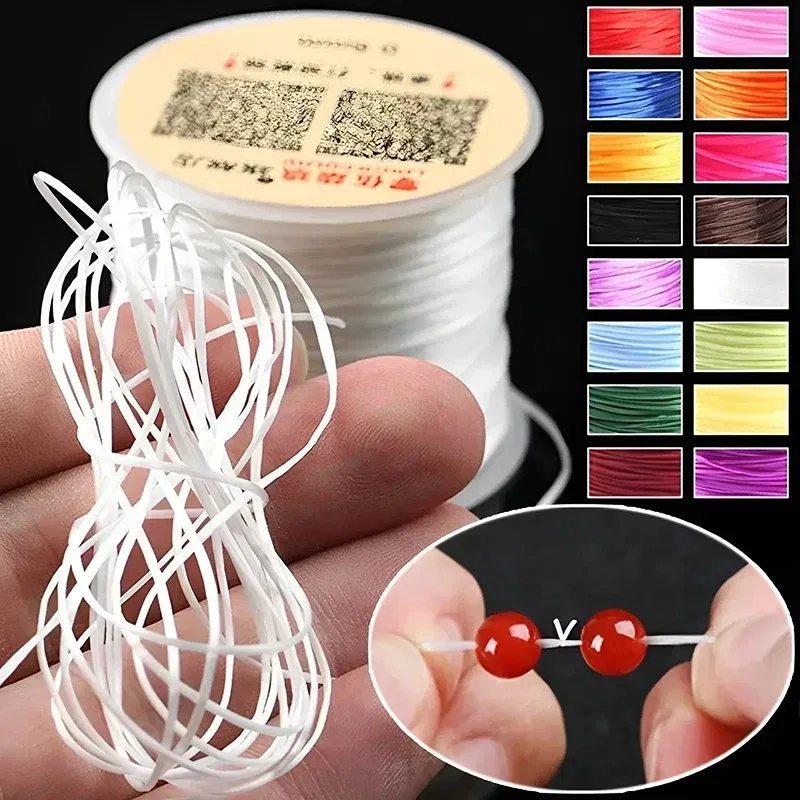Color: Gold, Size: S - DIY Fishing Lines Elastic Crystal Beading String Stretchable Thread For Bracelet Necklace Nylon Rubber Jewelry Making Supplies