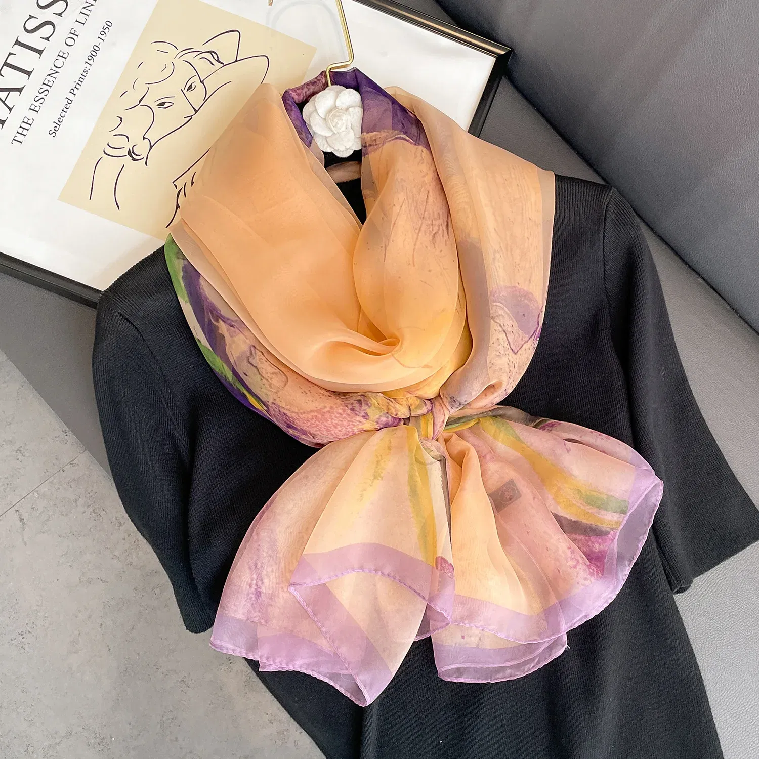Color: Brown, Size: One Size - New Fashion Pink Silk Scarf Soft Stoles Women Summer Hijab Scarf Luxury Print Sunscreen Shawl Wraps Bandana Ladies Head Scarves