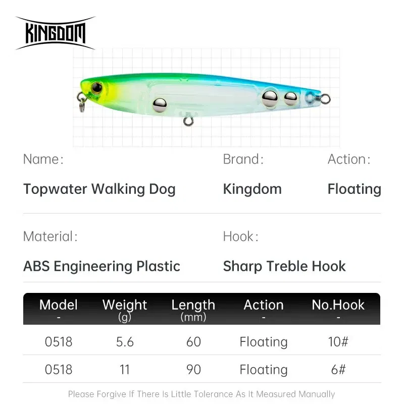 Size: 120mm, Color: Rose - Kingdom Topwater Fishing Lure Pencil Wobblers Hard Bait 60mm 5.6g/90mm 11g Artificial Lure Walking Dog Action For Pike Bass