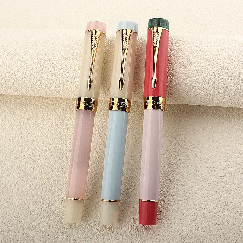 Color: Clear, Nib Size: XF - JINHAO 100 Centennial Fountain Pen Resin Gold Clip Nib EF F M Students Pens Business Stationery School Office Supplies PK 9019
