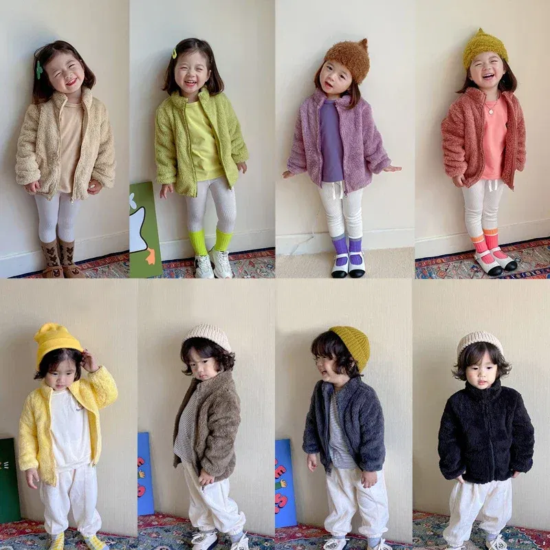 Color: Beige, Kid Size: 12M - Kids Winter Coats 2024 New Children Outerwear Boy Warm Fleece Jacket Baby Girls Jackets for Autumn Spring Children Clothing