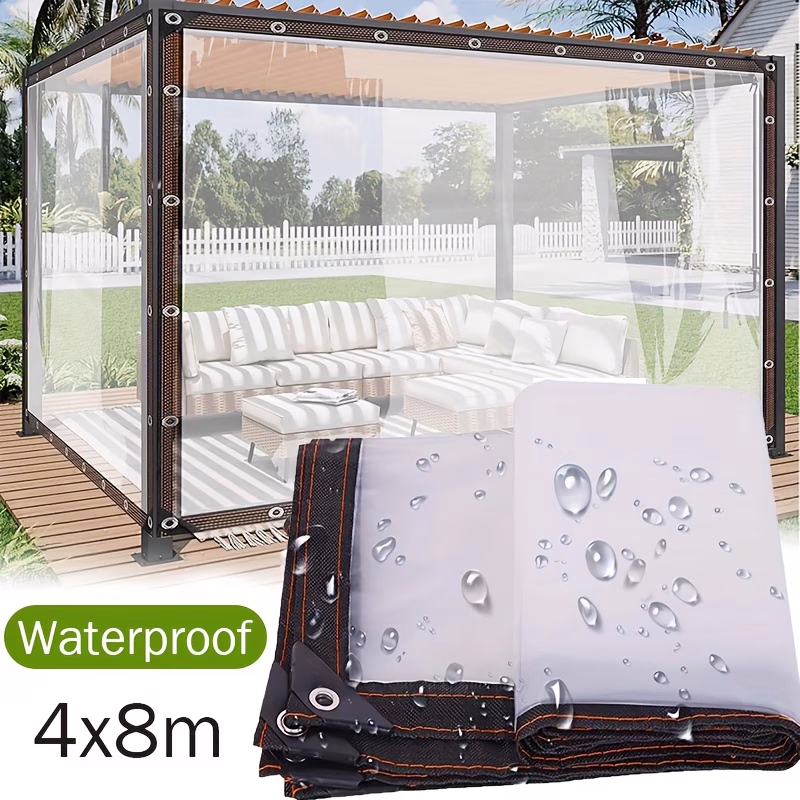 Heavy-Duty Transparent Waterproof Tarp – Oversized 4x8m Outdoor Cover with Durable Grommets
