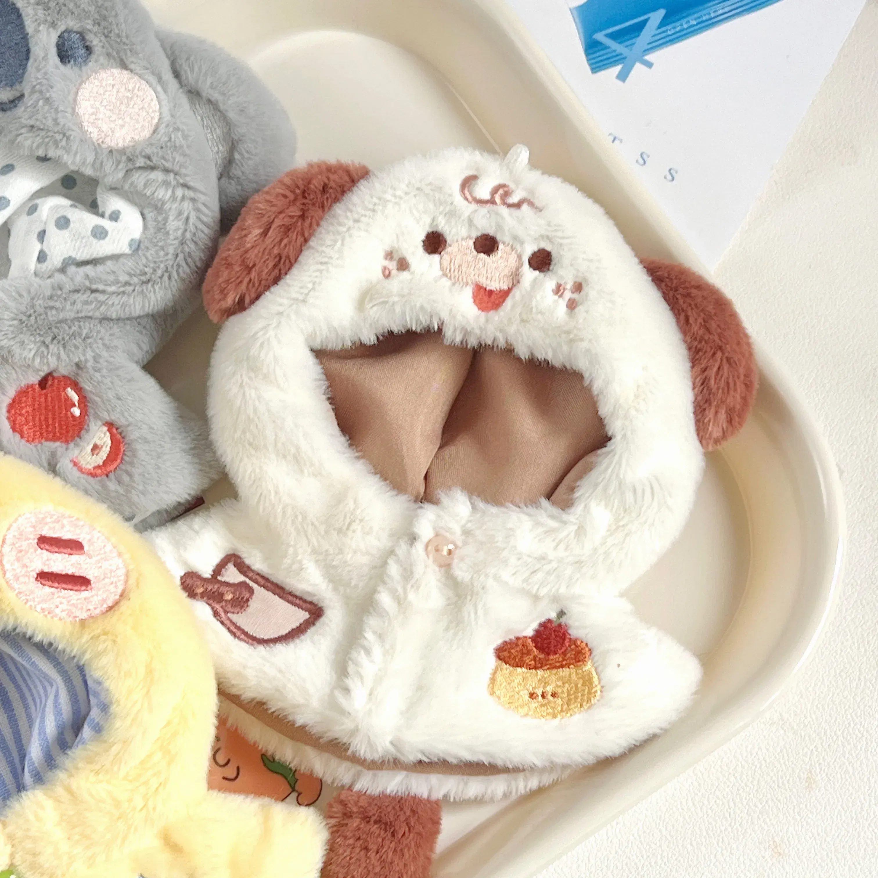 Color: Gold, Size: S - 10cm doll clothes animal doll clothes  small animal cloak line puppy cotton doll with cute clothing kpop hat cloak