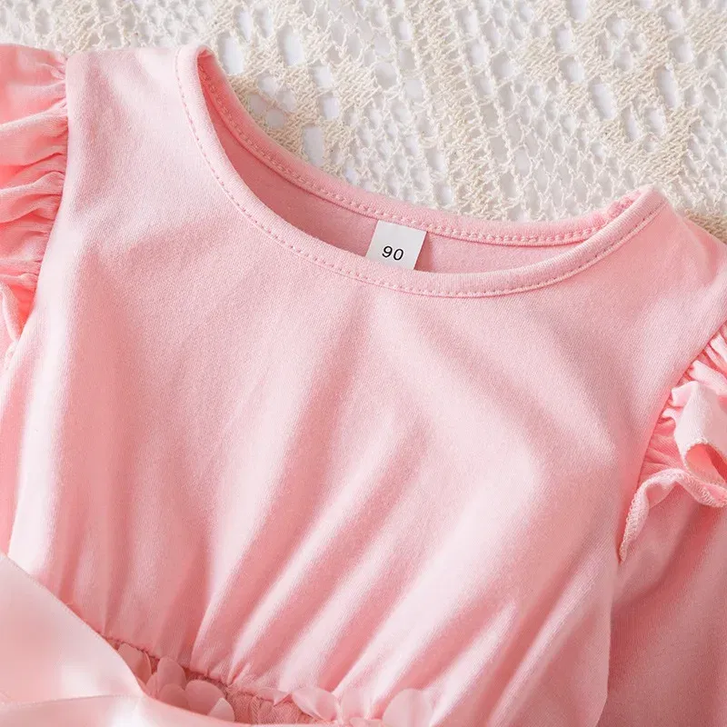 Color: Dark Green, Size: One Size, Height: 176 - Lilo Stitch Girl Baby Dresses Spring Autumn Child Long Sleeve Sweet Princess Dress Mesh Newborn Casual Dress Birthday Party 2-6Y