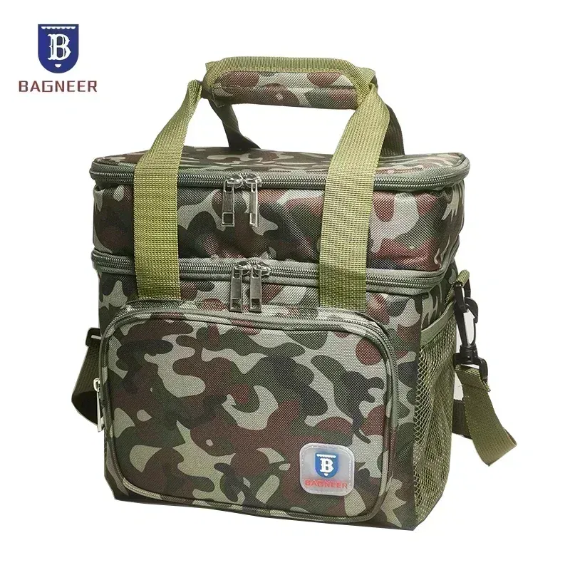 Color: Blue - BAGNEER Thermal Lunch Bag Camping Picnic Food Cooler Bags Insulated Case Waterproof Office School Lunchbag Shoulder Cooling Box