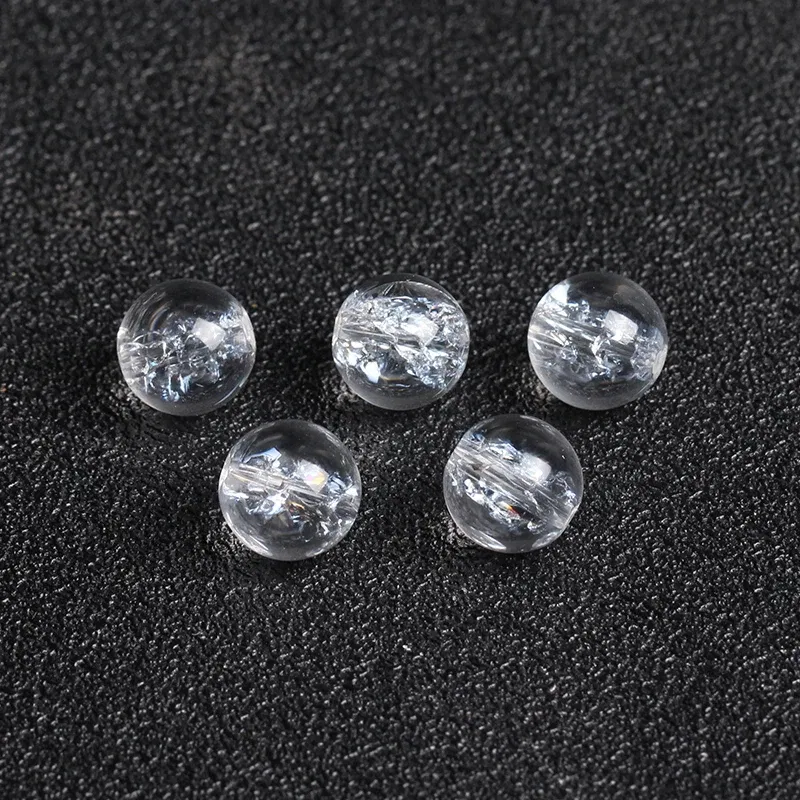 Item Diameter: 8mm - 4A Natural Himalaya Quartz Crystal  Single Bead DIY Jewelry Making