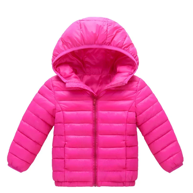 Color: Pink, Kid Size: 3T - Boys Girls Autumn Down Coats Kids Winter Windproof Jackets Children Solid Color Hooded Outerwear Teenager Fashion Warm Clothing
