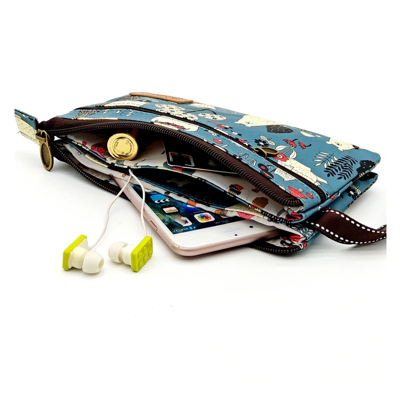 Color: Brown - Polyester Waterproof Women's Coin Bag Ladies Organizer Wallet Female Phone Purse Money Pouch Clutch Handbag Carteira for Girls