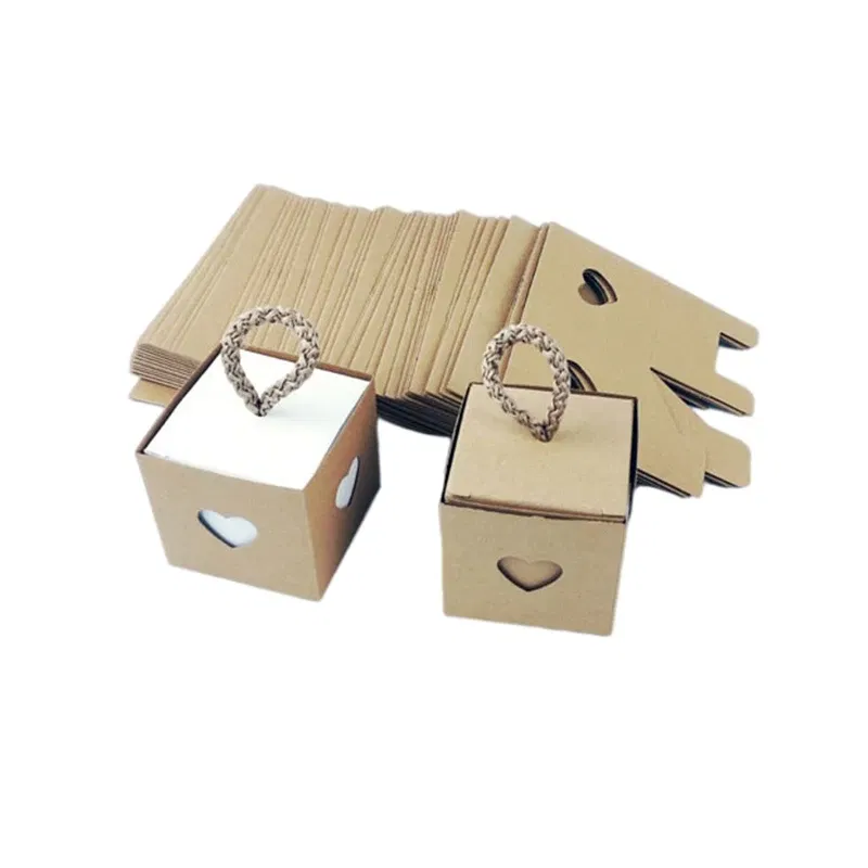 Color: Olive, Gift Box Size: 5x5x5cm, Ships From: CHINA, Gift Bag Size: 9x14cm - 25/50Pcs Kraft Paper Gift Box Square Heart Wedding Favor Candy Box With Rope Hand Packaging Bags Wedding Birthday Party Supplies