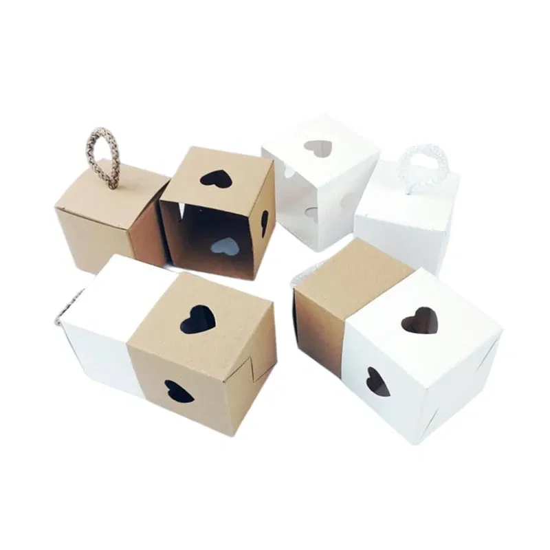 Color: Olive, Gift Box Size: 5x5x5cm, Ships From: CHINA, Gift Bag Size: 9x14cm - 25/50Pcs Kraft Paper Gift Box Square Heart Wedding Favor Candy Box With Rope Hand Packaging Bags Wedding Birthday Party Supplies