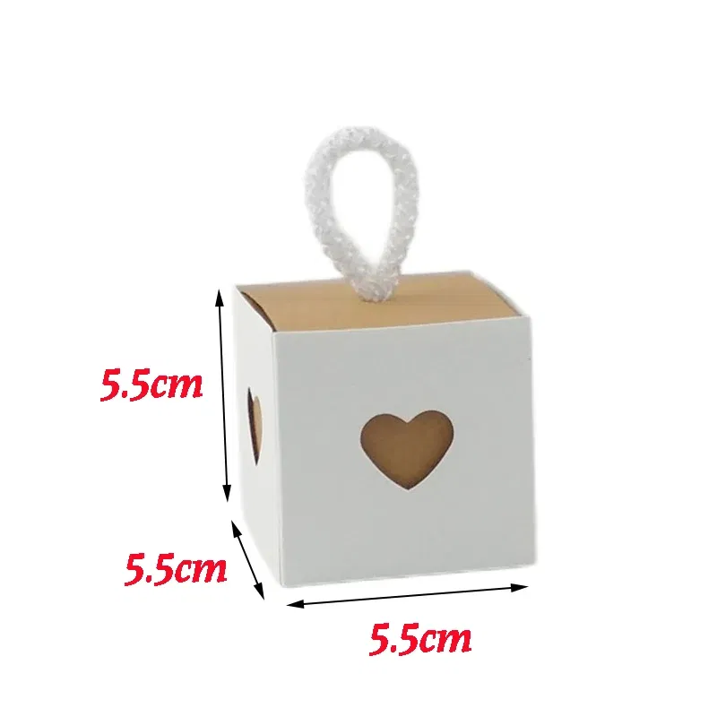 Color: Olive, Gift Box Size: 5x5x5cm, Ships From: CHINA, Gift Bag Size: 9x14cm - 25/50Pcs Kraft Paper Gift Box Square Heart Wedding Favor Candy Box With Rope Hand Packaging Bags Wedding Birthday Party Supplies