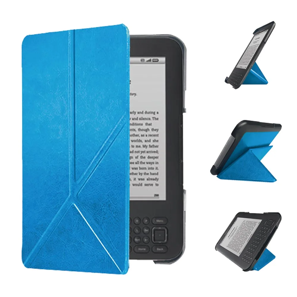 Color: Pink - Lightweight Stand Case For Kindle Keyboard 3rd Gen Leather Cover Reader Kindle3 Kindle D00901 Flip Folio Magnetic Closure