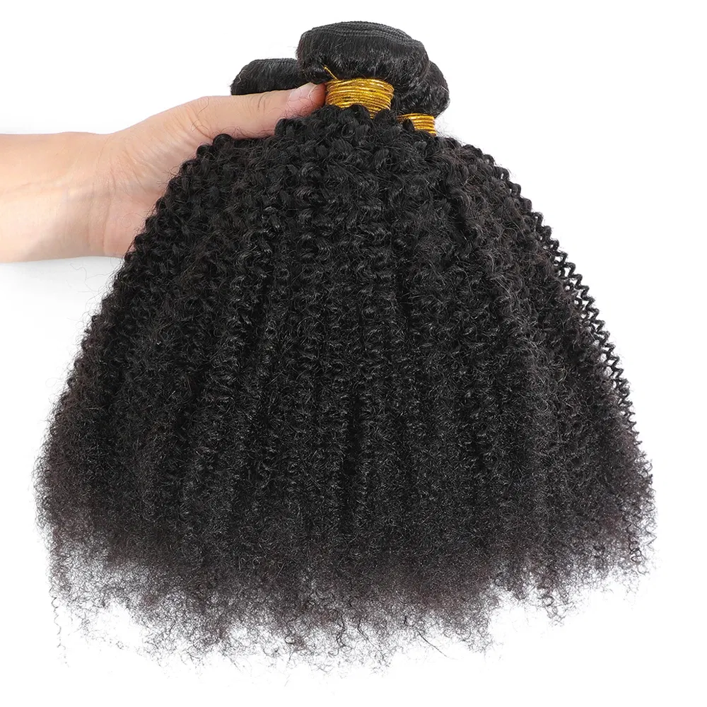 Color: Natural Color, Stretched Length: 20inches - Afro Kinky Curly Bundles Brazilian 1/3 Afro Kinky Human Hair Bundles Deal 8-24" Hair Extensions Curly Human Hair Weave For Women