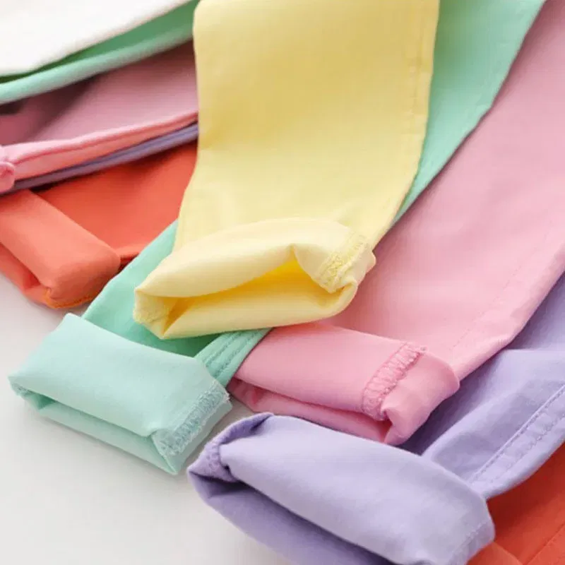 Color: Lavender, Kid Size: 5 - Girls Pants Children Kids Pencil Pants Spring Summer Fashion Candy Colors