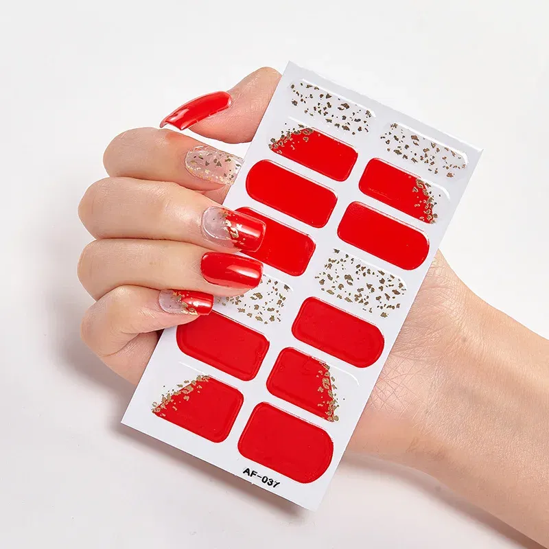 Color: Red - Designer Nail Decals Sticker For Nails Foil Nail Art Stickers 2020 Fashion Nail Minimalist Design Minimalist Design