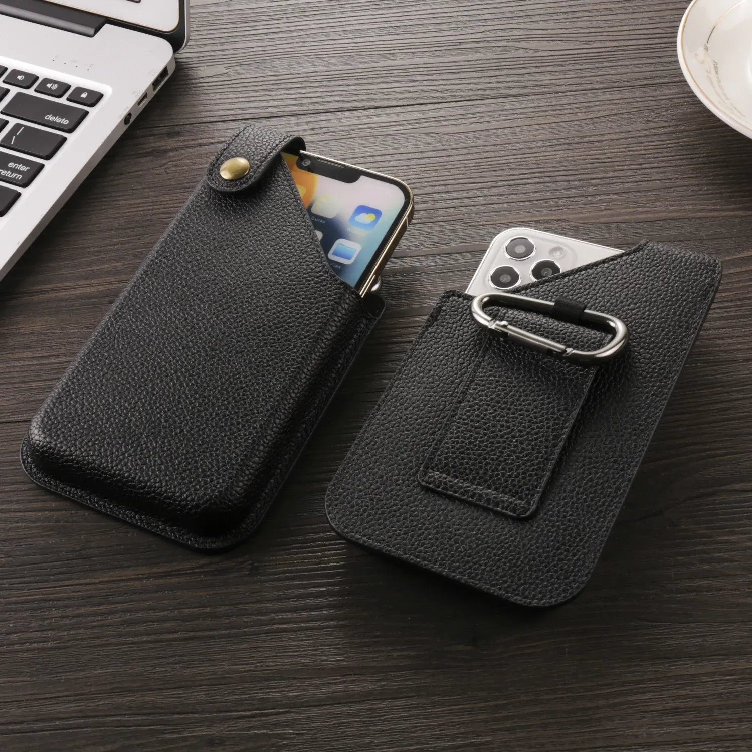 Color: Black, Ships From: CHINA, Material: ABS - Cow Leather Mobile Phone Holster Pouch Belt Clip Case For iPhone 15 14 Pro Samsung Galaxy Xiaomi Redmi Note Men Waist Bag Holder
