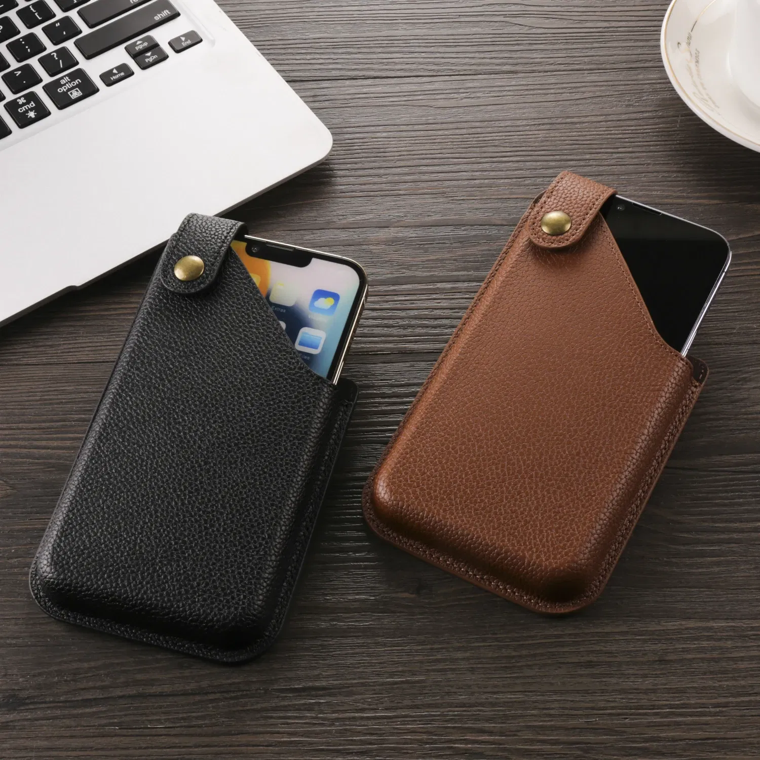 Color: Black, Ships From: CHINA, Material: ABS - Cow Leather Mobile Phone Holster Pouch Belt Clip Case For iPhone 15 14 Pro Samsung Galaxy Xiaomi Redmi Note Men Waist Bag Holder