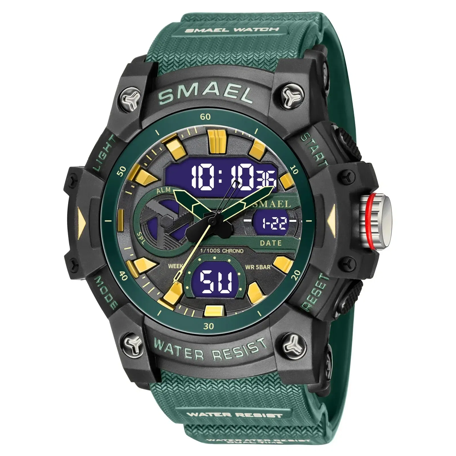 Color: Sky blue - SMAEL Sport Watches Waterproof Digital LED Display Analog Alarm Clock 8086 Young Fashion Quartz Wristwatches