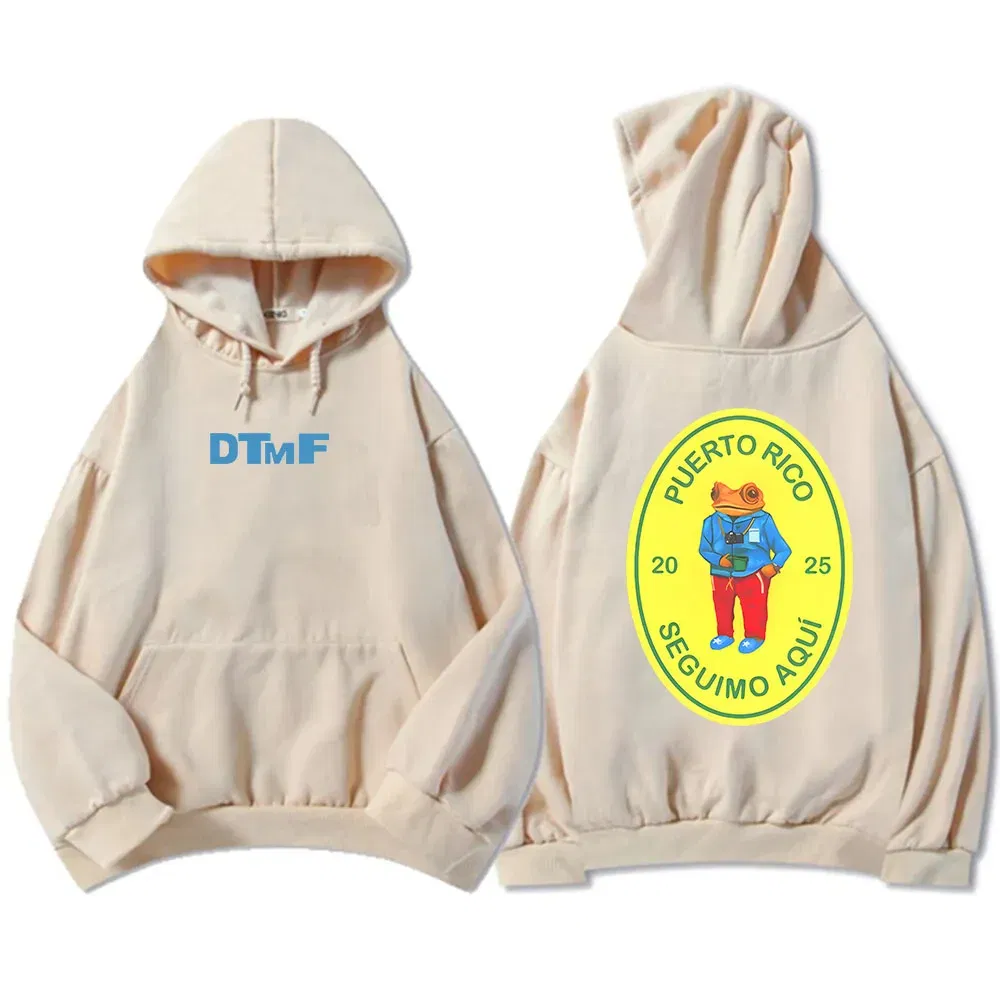 Color: Khaki, Size: S - DTMF Deb?­ Tirar Más Fotos 2025 New Album Hoodies Bad Bunny Singer Printing Sweatshirts Men Women Clothing Sudaderas Hombre Male