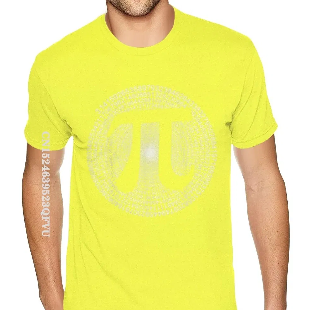 Color: Yellow, Size: M - Classic Pi T Shirt 3,14 Pi Number Symbol Math Science Gift Tee Shirts For Men Make Your Own Soft Cotton HipHop Print Tee