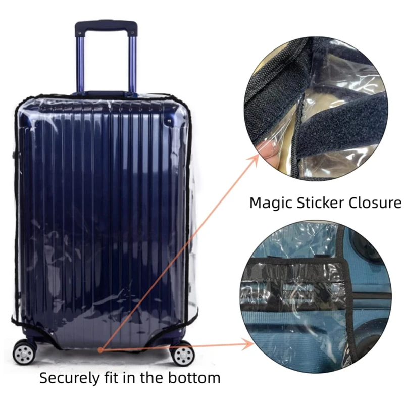 Color: Blue - New 20-30inch Luggage Cover Transparent Protector Waterproof Thickened Suitcase Cover PVC Rolling Cover for Traveling Suitcase