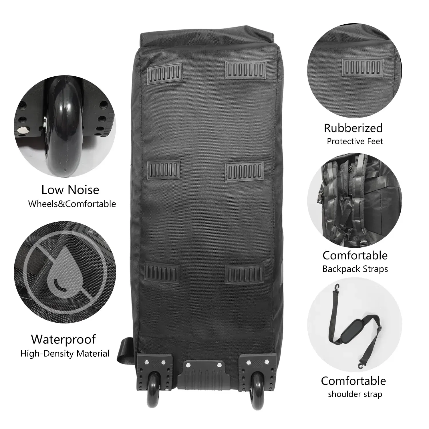 Color: GRAY - 80L Rolling Duffle Bag with Wheels 31" Heavy-Duty Foldable Travel Duffel Bag Water-Resistant Wheeled Luggage with Shoulder Strap