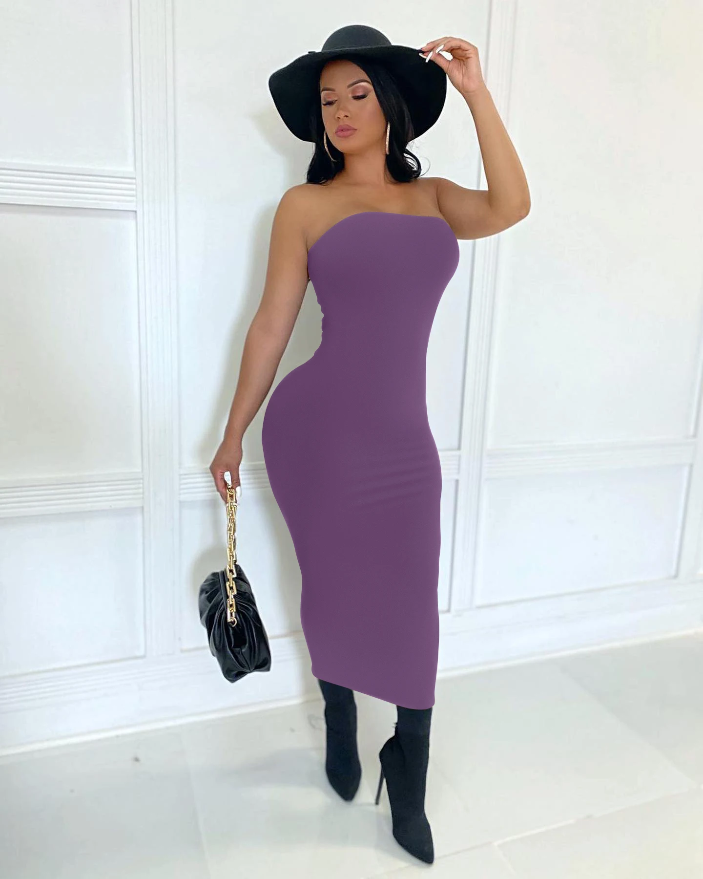 Color: WHITE, Size: L - summer women's sexy sleeveless chest wrapped Long Beach Dress