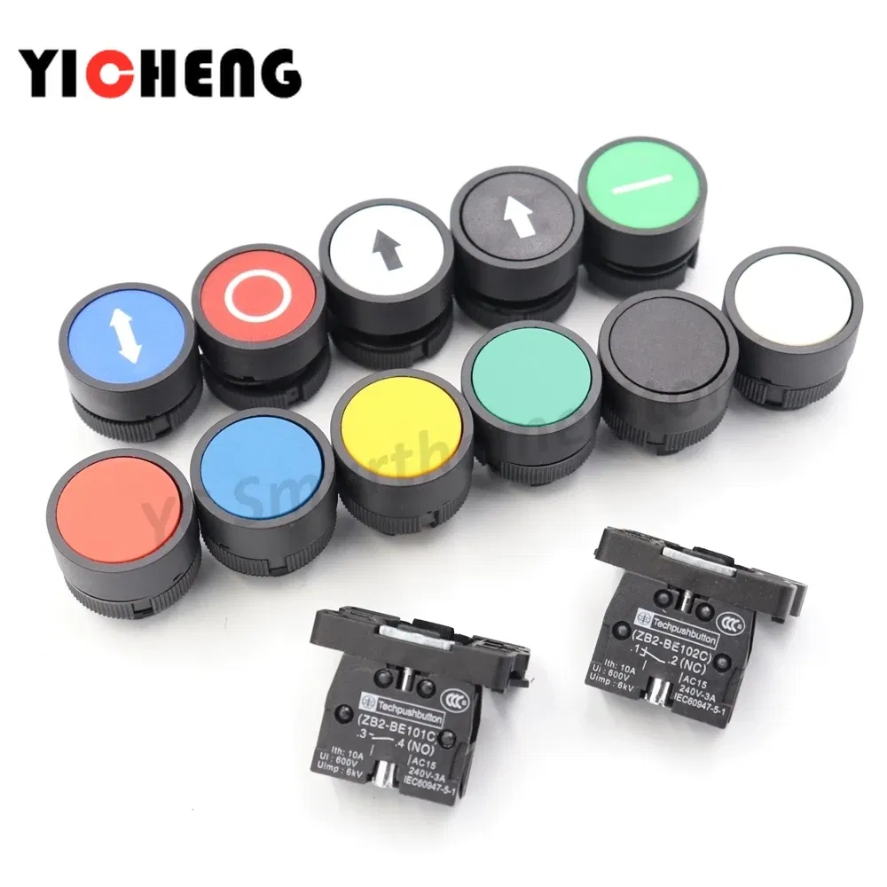Color: Green - 2Pcs Plastic marking flat button Arrow indication xb2- self-reset point move 22MM Turn on the power button switch NO/NC
