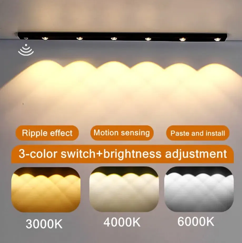 Color: Light Grey, Ships From: CHINA, Emitting Color: light yellow - LED Night Light Kitchen Under Cabinet Light 17/30/60cm Rechargeable PIR Motion Sensor Closet Wardrobe Lamp Aluminum Night Light