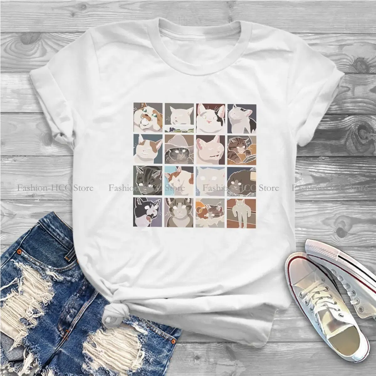 Color: black, Size: S - Meme O Neck TShirt Cat Classic T Shirt Woman's Tops New Design