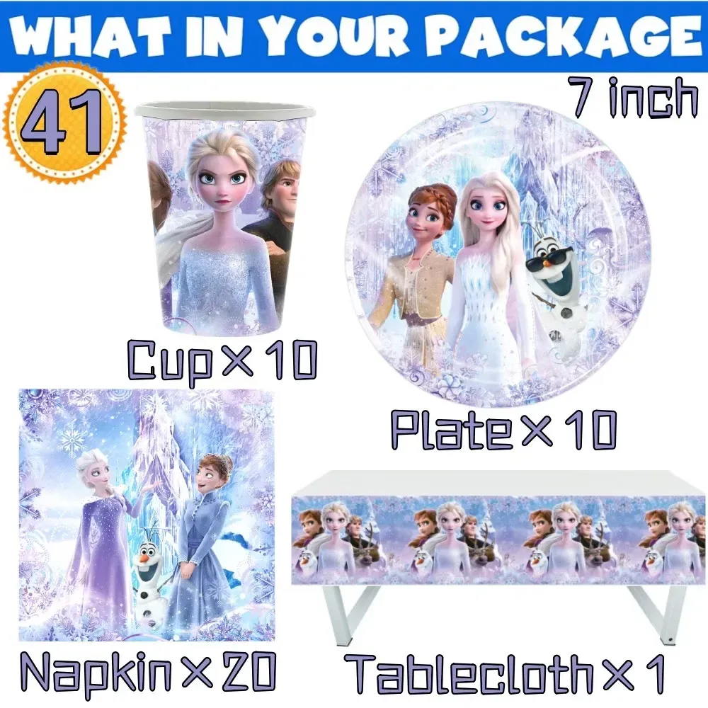 Color: Blue, Ships From: CHINA - New Frozen Elsa Anna Party Decorations Snow Queen Theme Tableware Balloon Set Baby Shower Kids Girls Birthday Party Supplies