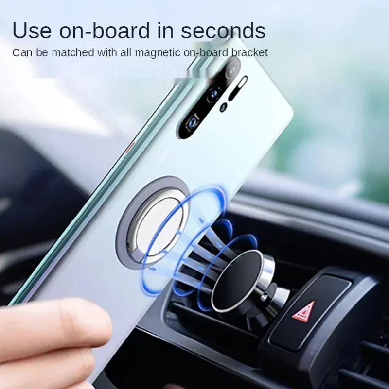 Color: Yellow - Universal Finger Ring Holder Stand Grip 360 Degree Rotating for Mobile Phone Car Magnetic Mount Phone Back Sticker Pad Bracket