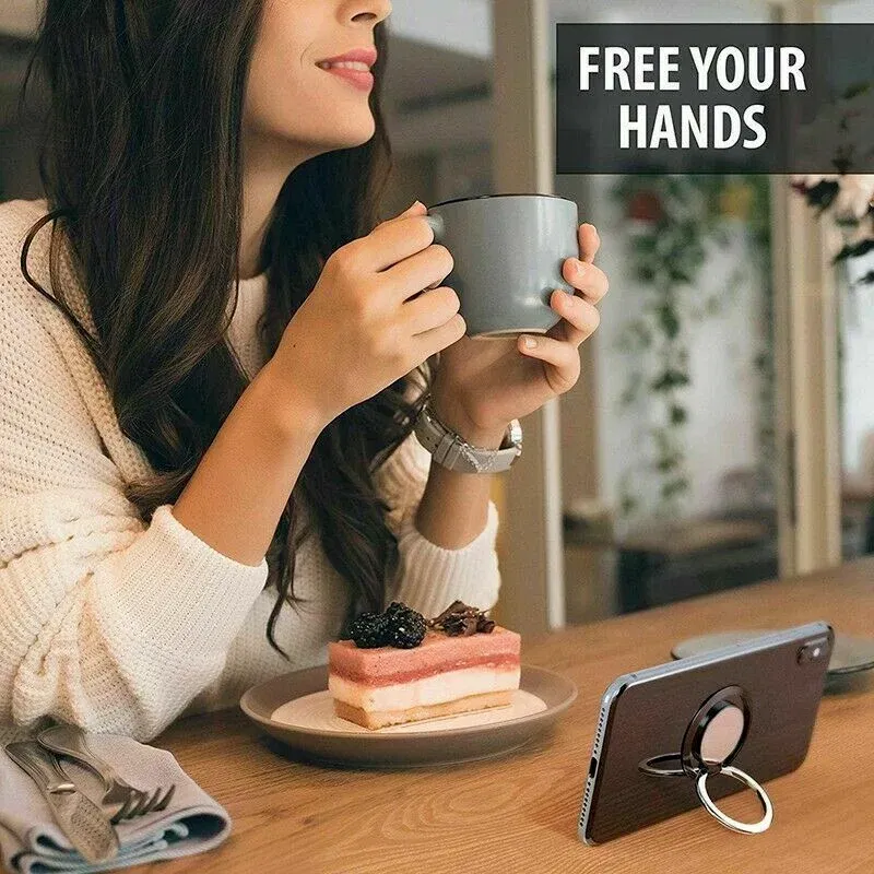 Color: Yellow - Universal Finger Ring Holder Stand Grip 360 Degree Rotating for Mobile Phone Car Magnetic Mount Phone Back Sticker Pad Bracket