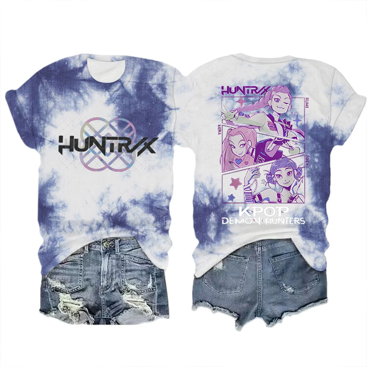 Color: Burgundy, Size: XXL - Movie Characters T-shirt Tops Tie-dye Men's Women's Clothing Round Neck Short Sleeve T-shirt Street Style T-shirts