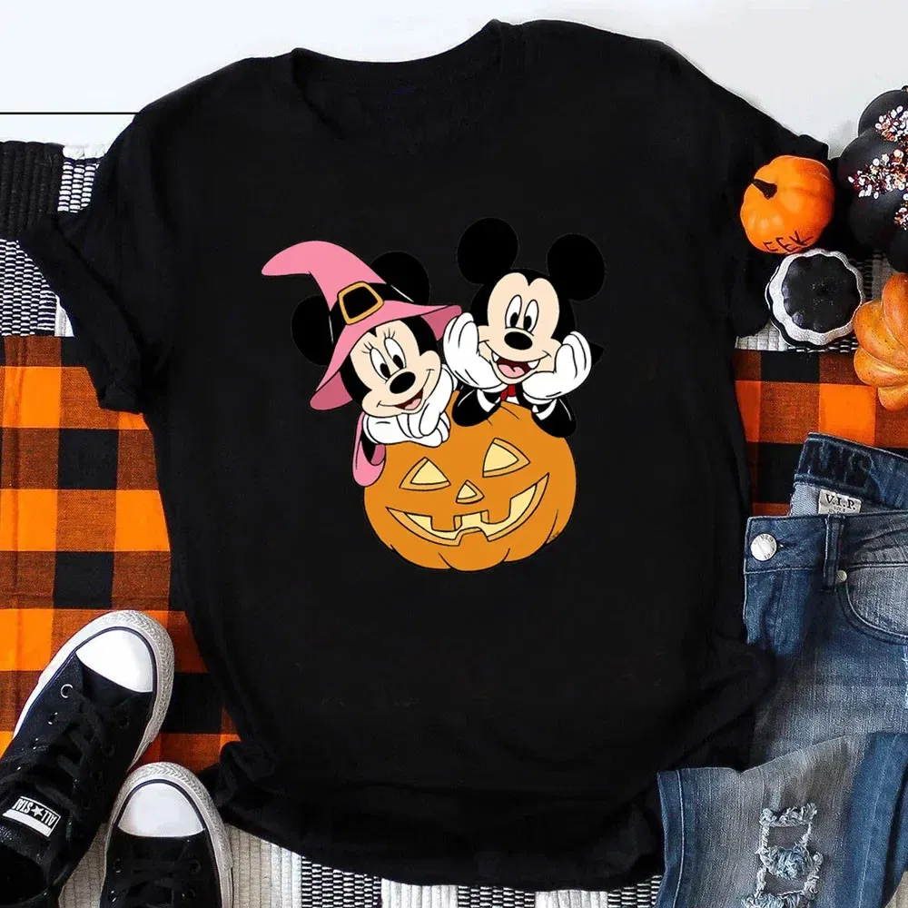 Color: Dark Grey, Kid Size: 6 - Funny Mickey Minnie Mummy Print Disney Children Cotton T Shirts Trick Treat Fashion Halloween Cute Kid Clothes Girls Streetwear