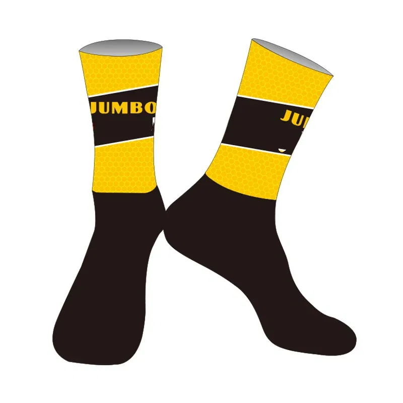 Color: Gold, Size: M - LASER CUT ONE PAIR 2024 JUMBO TEAM Cycling Socks Antislip Bike Racing MITI Breathable FOR Men and Women