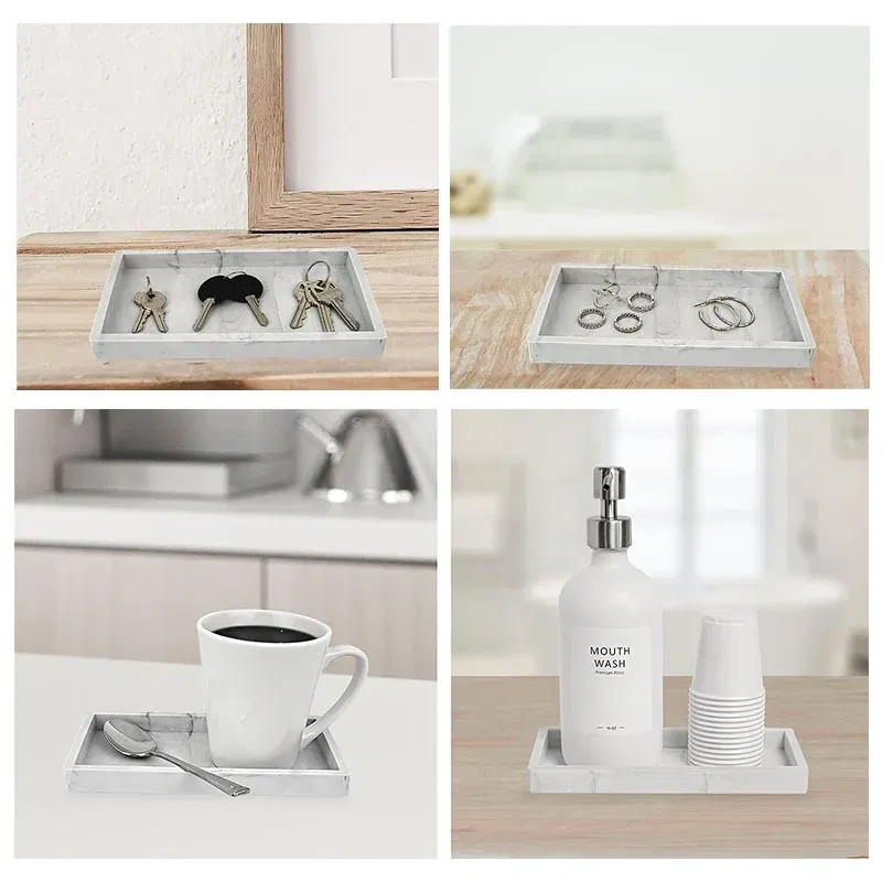 Color: light yellow, Size: XL - Bathroom Counter Tray, Thickened Silicone Bathroom Vanity Tray, Shatterproof Durable Rectangle Bathroom Tray Soap Dispenser Tray