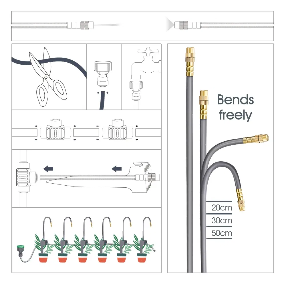 Color: Lavender - 20-50CM New Adjustable Brass Spray Sprinklers Nozzle Extension 360?° Misting Systems Garden Lawn Watering Irrigation Quick Push