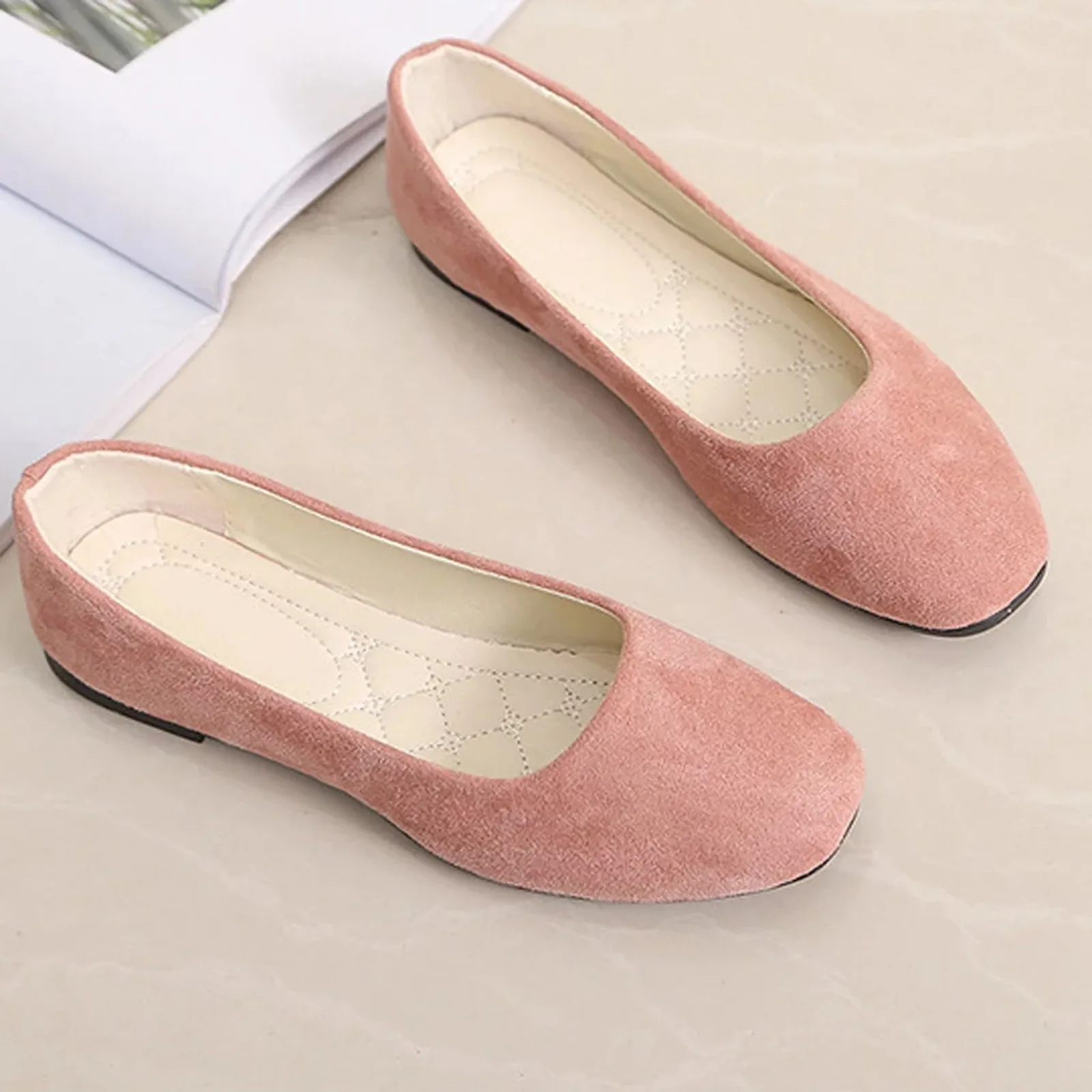 Shoe Size: 42, Color: WHITE - Women Ladies Slip On Flat Shoes Sandals Casual Ballerina Shoes Size Women'S Solid Color Thin Sole Casual Shoes