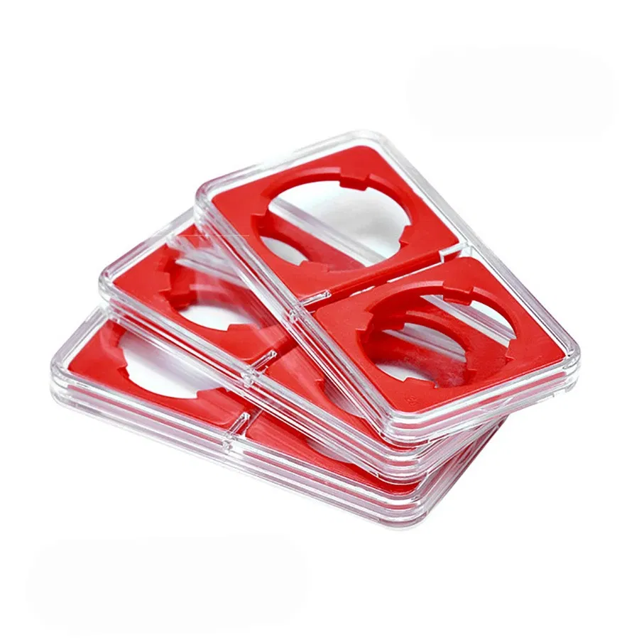Color: Light Grey - 27mm 30mm Small Label Grade IDENTIFICATION 2 Coins slabs Holder Display Red Color Coin Collecting Storage Box